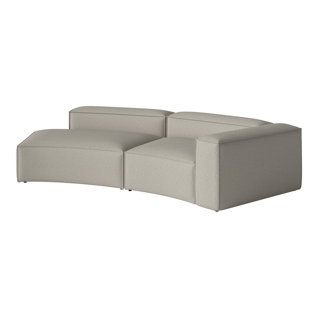 Light gray curved sectional sofa with a textured fabric pattern, offering a modern and minimalist design.