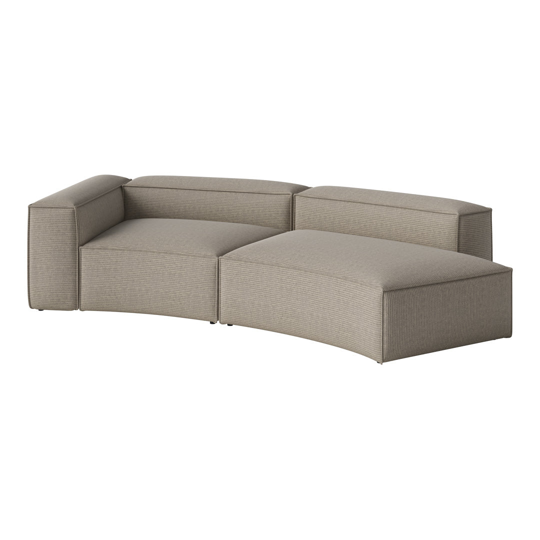 Beige sectional sofa with a subtle, textured pattern for a modern aesthetic. Perfect for contemporary living spaces.