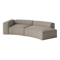 Beige sectional sofa with a subtle, textured pattern for a modern aesthetic. Perfect for contemporary living spaces.