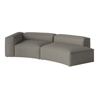 Gray sectional sofa with a modern, minimalistic design and subtle textured fabric pattern. Perfect for contemporary spaces.