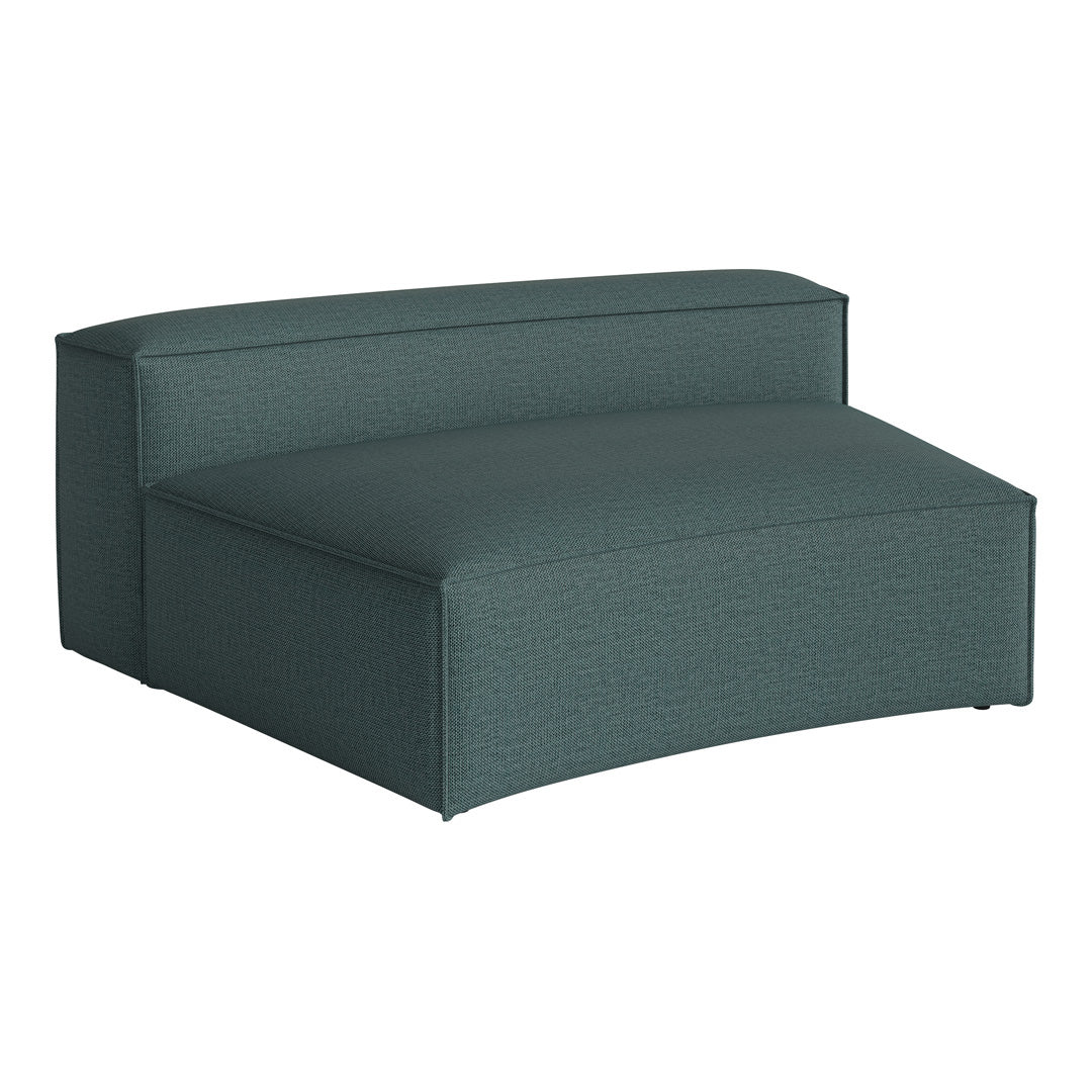 Teal upholstered armless chair with a textured fabric pattern, showcasing a sleek, modern design.