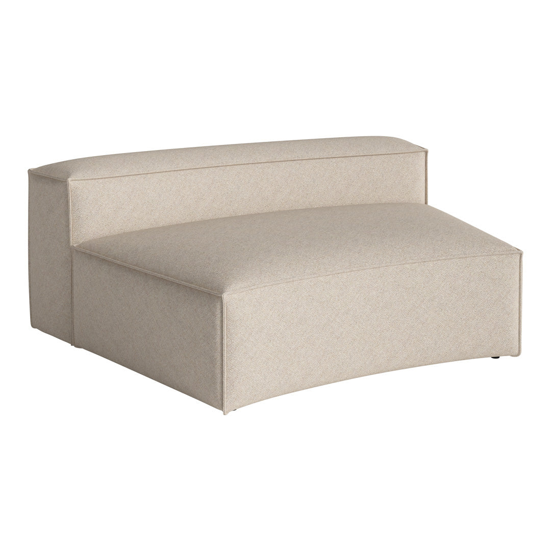 Beige upholstered modular chair with a subtle texture and modern curved design, perfect for contemporary interiors.
