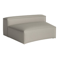 "Light gray upholstered accent chair with a subtle textured pattern and modern curved shape."