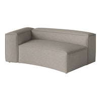 Gray upholstered sofa with a smooth texture and modern curved design. Perfect for contemporary living spaces.