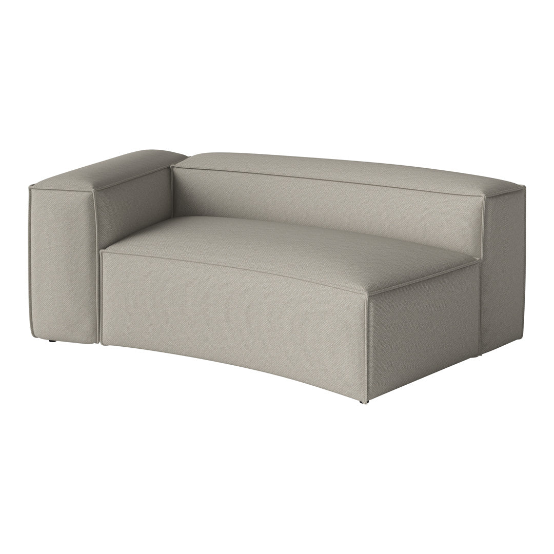 Light gray sectional sofa with a smooth, textured fabric and minimalist design, perfect for modern interiors.