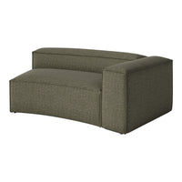 Textured olive green sofa with subtle horizontal stripes, perfect for modern living spaces.