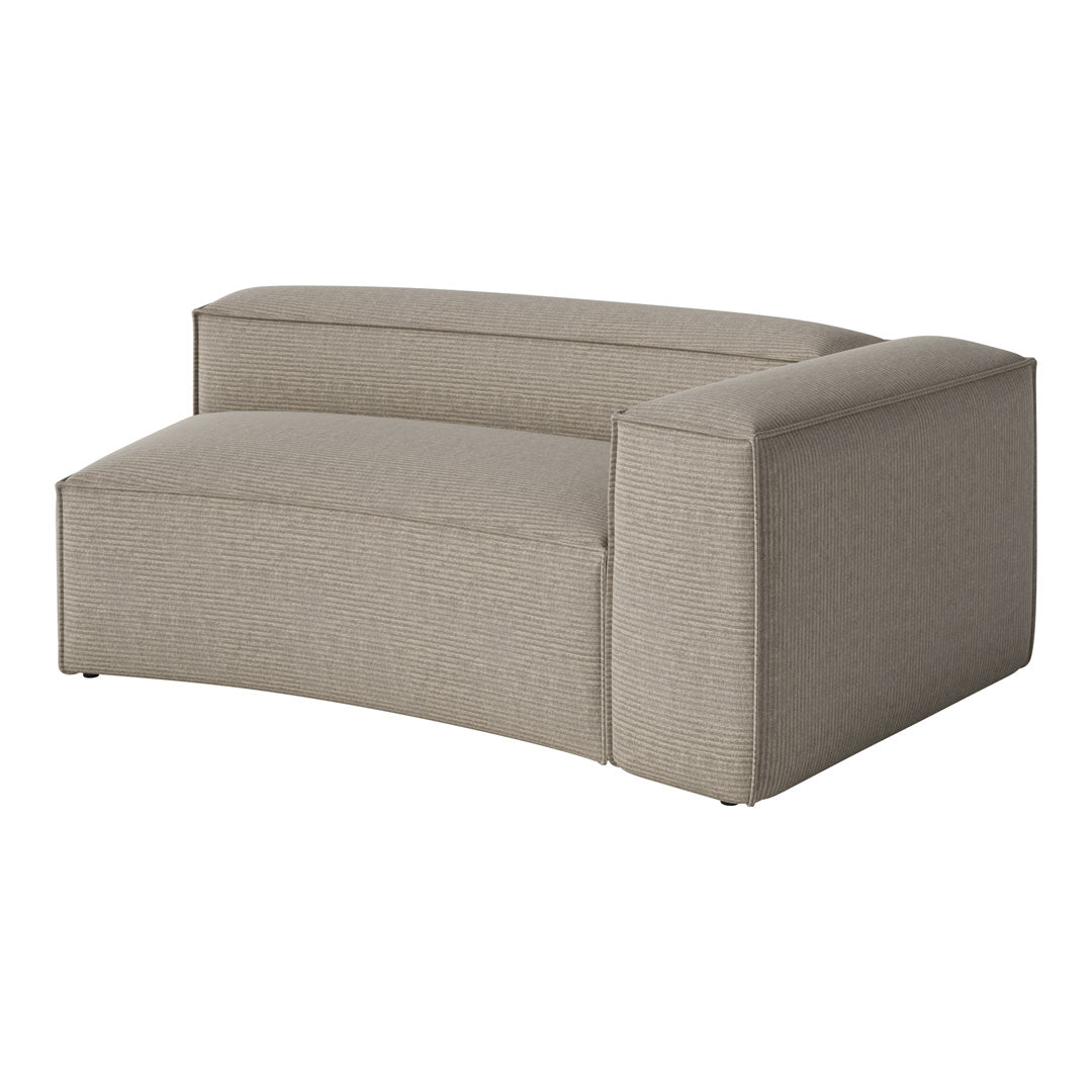 Gray striped fabric sofa with a modern curved design and clean lines, perfect for contemporary living spaces.