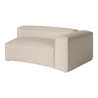 Beige upholstered sectional sofa with a smooth texture and subtle pattern, perfect for modern interiors.