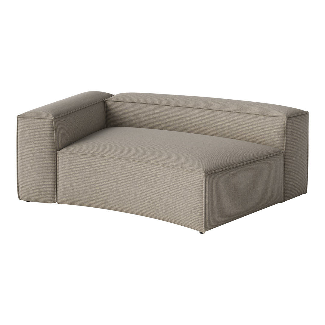 Textured beige sofa in a minimalist design with subtle striped patterns, perfect for modern interiors.