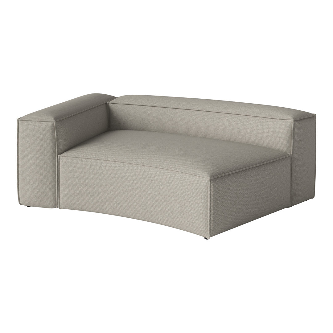 Gray upholstered corner sofa with a textured fabric pattern and clean, modern lines. Perfect for contemporary spaces.