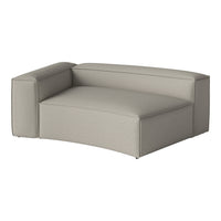 Gray upholstered corner sofa with a textured fabric pattern and clean, modern lines. Perfect for contemporary spaces.