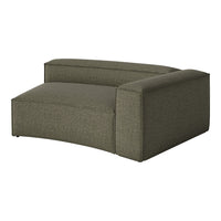 Green striped fabric corner sofa with a modern, curved design and thick upholstery. Perfect for stylish living spaces.