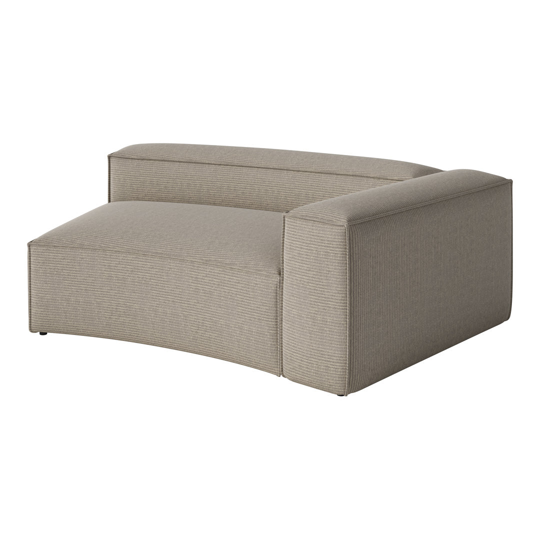 Beige modular sofa with subtle striped pattern, perfect for modern living spaces.