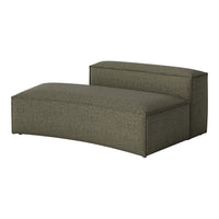 Olive green chaise lounge with textured ribbed pattern, ideal for modern decor.