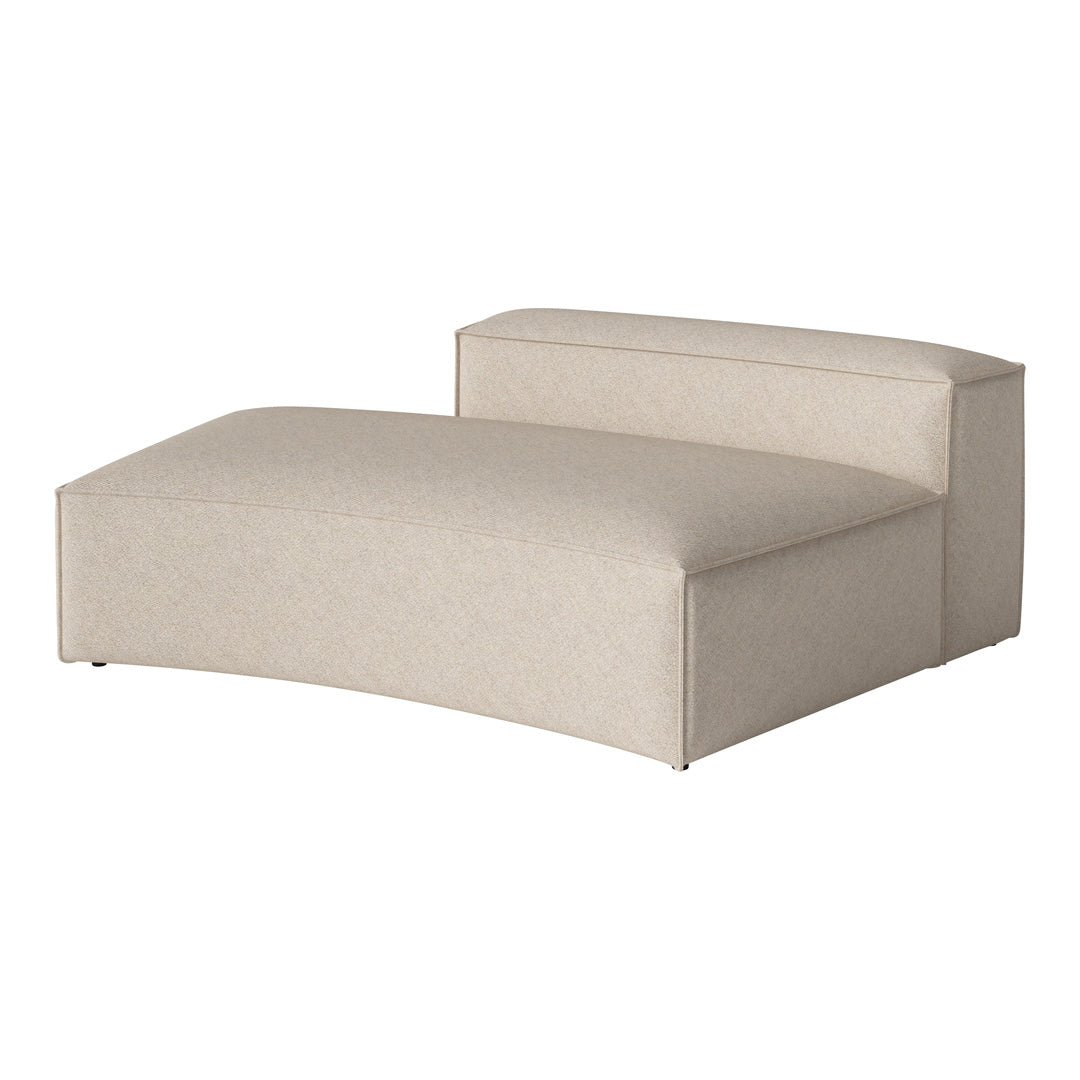 Beige modular sofa with a smooth, textured fabric and modern silhouette, perfect for contemporary decor.