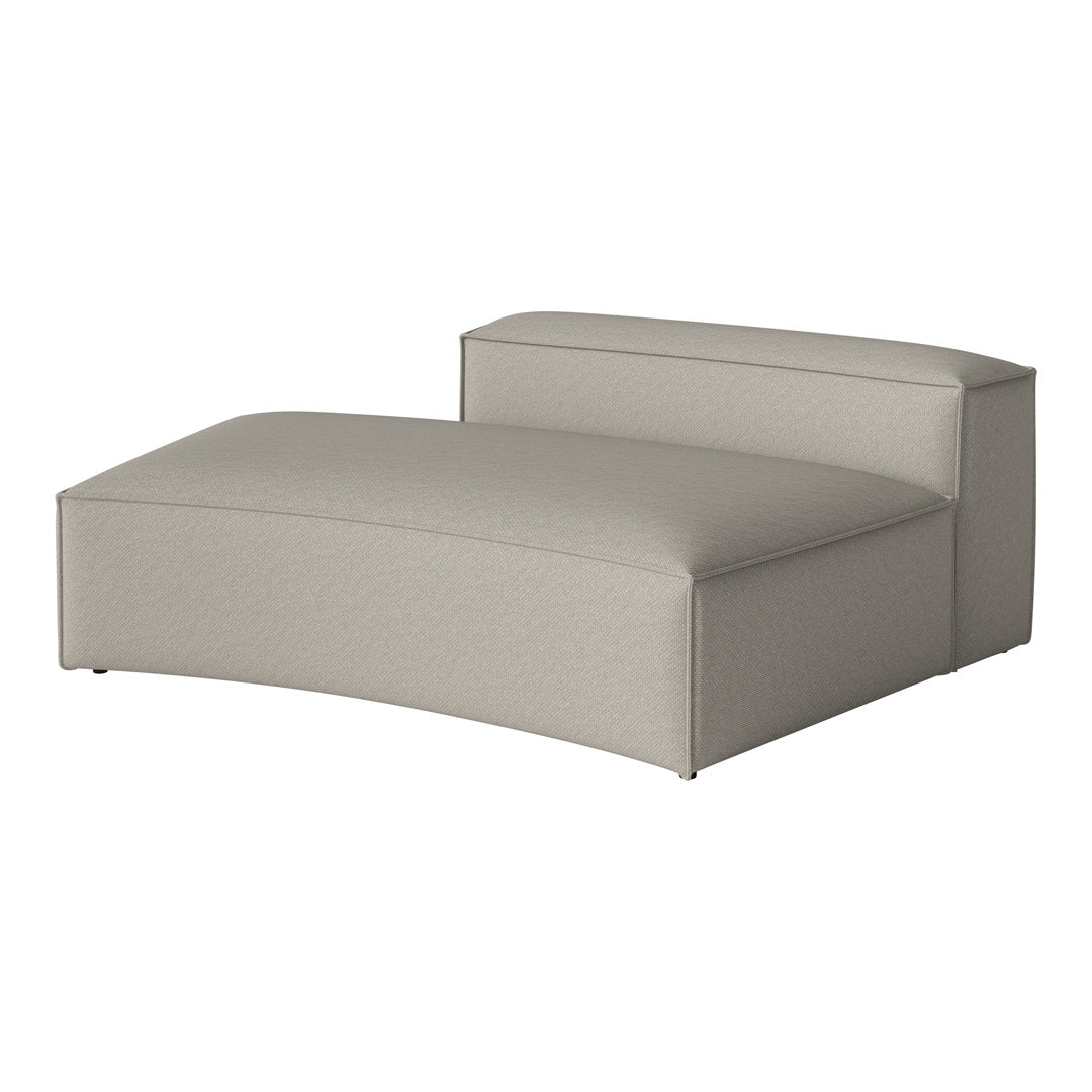 Light gray chaise lounge with a smooth, textured fabric and minimalist design. Perfect for modern interiors.