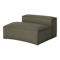Green striped upholstered chaise lounge with clean lines and a modern design. Perfect for contemporary decor.