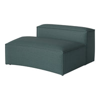 Teal upholstered chaise lounge with a textured fabric pattern, ideal for modern living spaces.