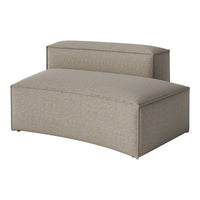 Curved gray ottoman with subtle textured stripes, creating a modern and stylish accent for any room.