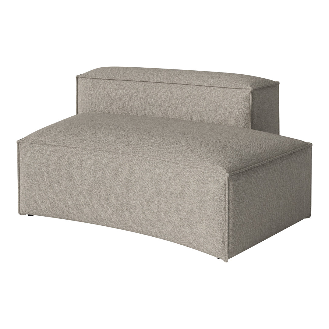 Light gray curved upholstered bench with a smooth texture, perfect for modern interiors.