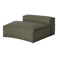 Olive green chaise lounge with subtle striped pattern and sleek, modern design. Perfect for stylish living spaces.