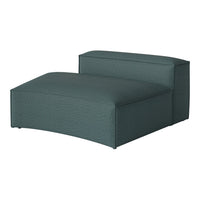 Teal upholstered modular lounge chair with a textured fabric pattern, ideal for modern decor.