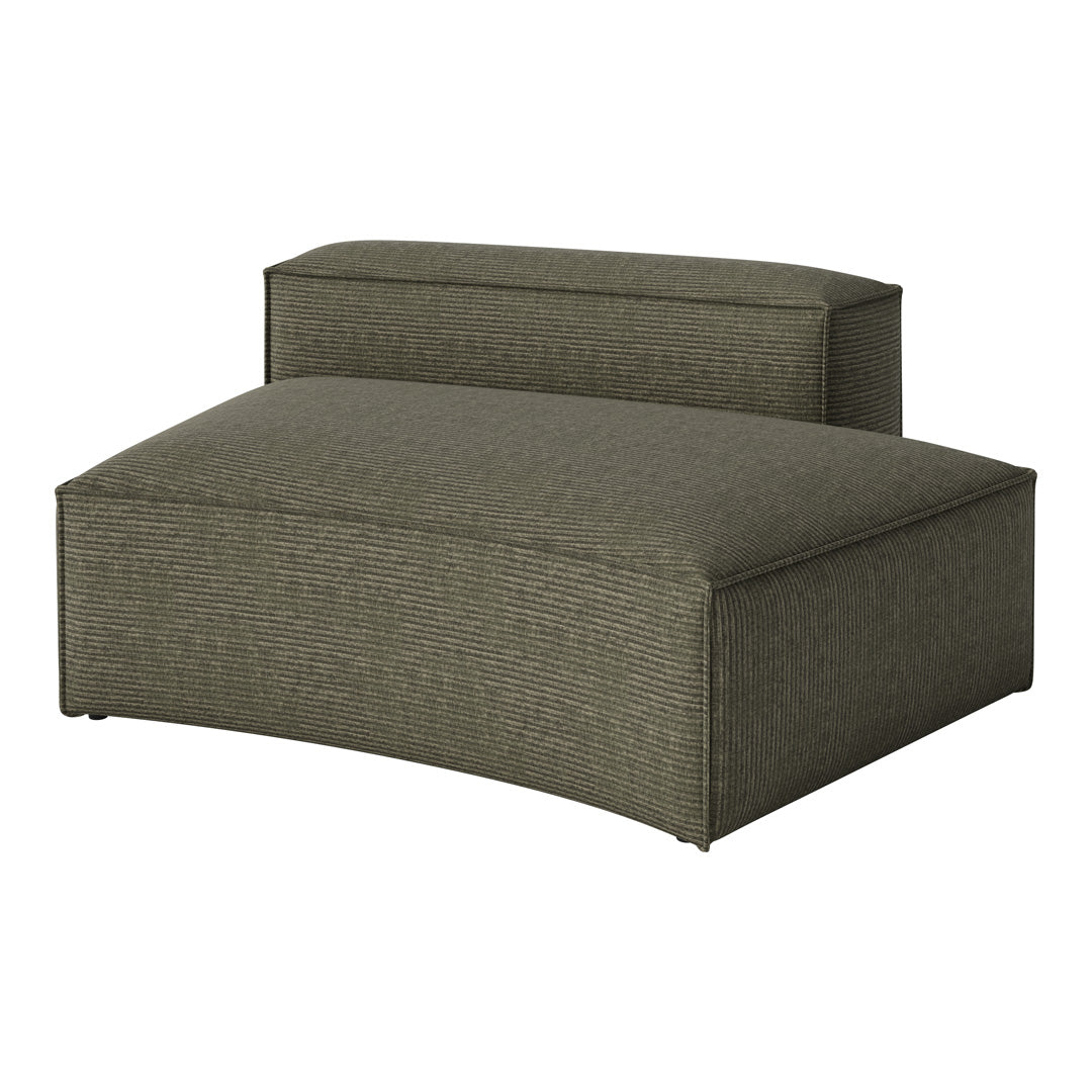 Olive green upholstered two-piece sofa with a subtle striped pattern and rounded edges. Ideal for modern decor.