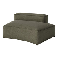 Olive green upholstered two-piece sofa with a subtle striped pattern and rounded edges. Ideal for modern decor.