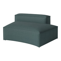 Teal curved lounge chair with a subtle textured pattern, offering a modern and stylish accent for any space.
