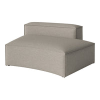 Light gray upholstered chair with smooth curves and minimalist design, featuring a textured fabric pattern.