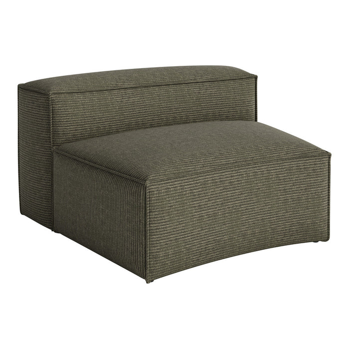 Dark green upholstered chair with subtle ribbed texture and sleek design, perfect for modern decor.