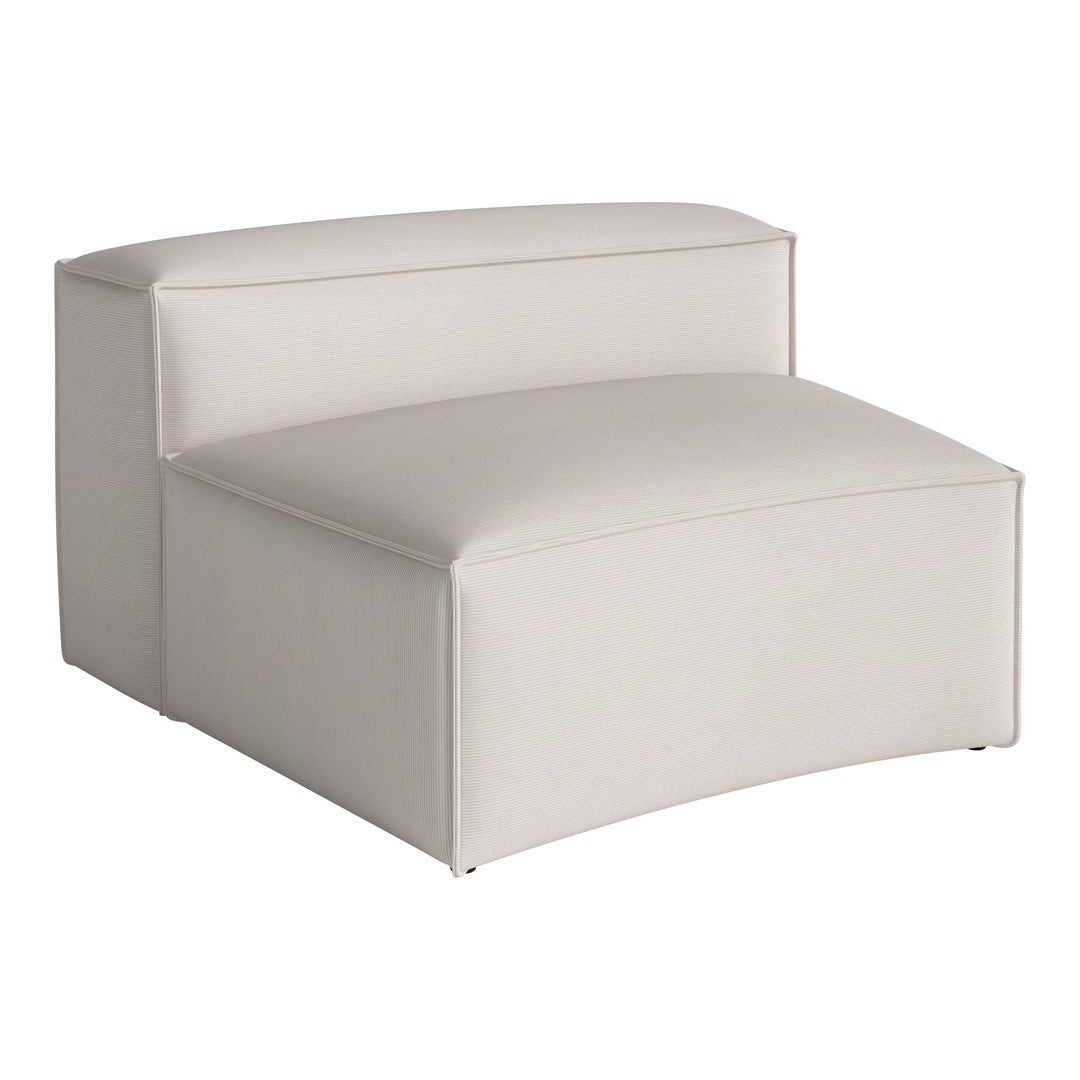 "Light beige upholstered chair with a smooth, textured pattern and rounded edges, perfect for modern decor."