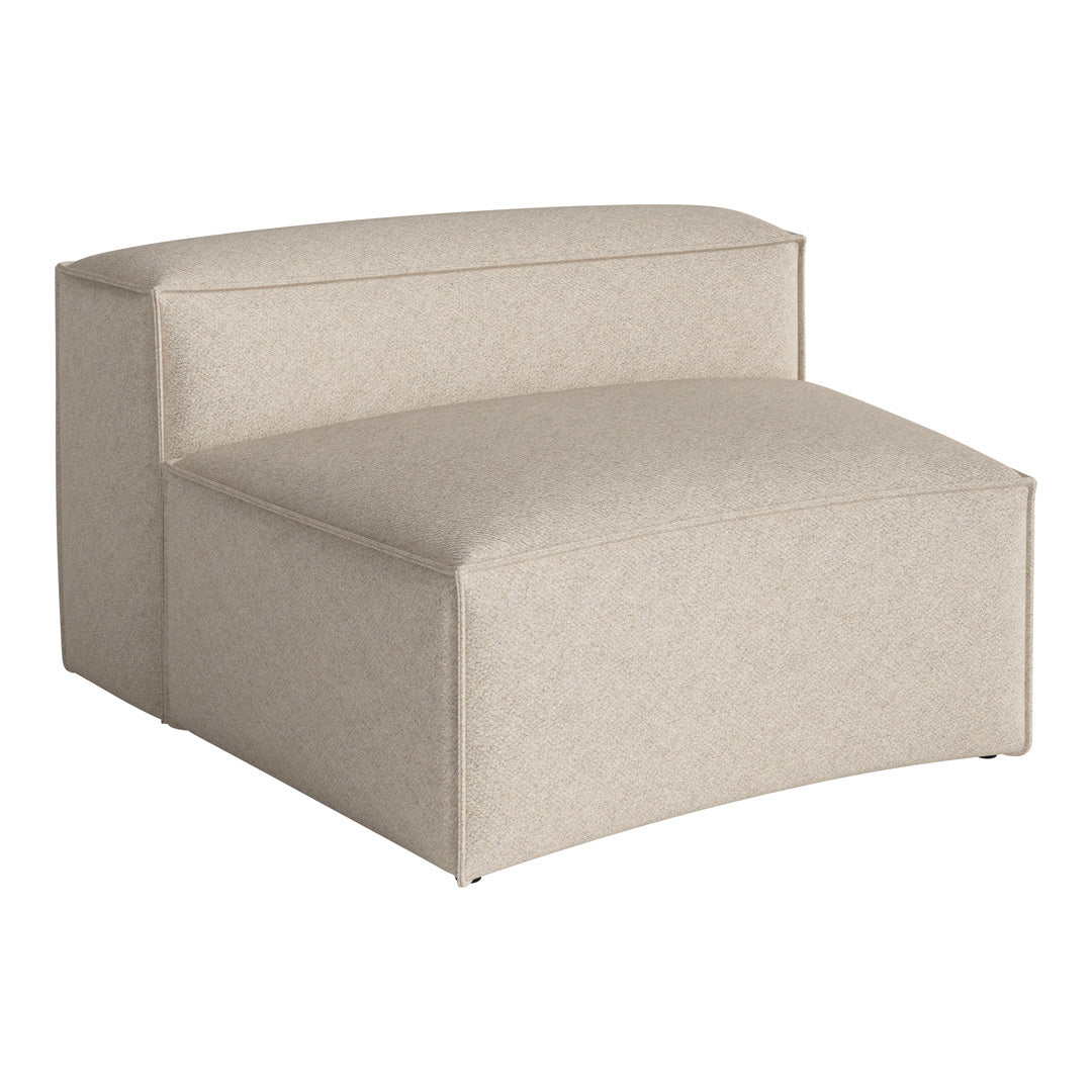 Beige upholstered modular chair with a textured, subtle pattern for a modern, cozy look.