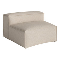 Beige upholstered modular chair with a textured, subtle pattern for a modern, cozy look.