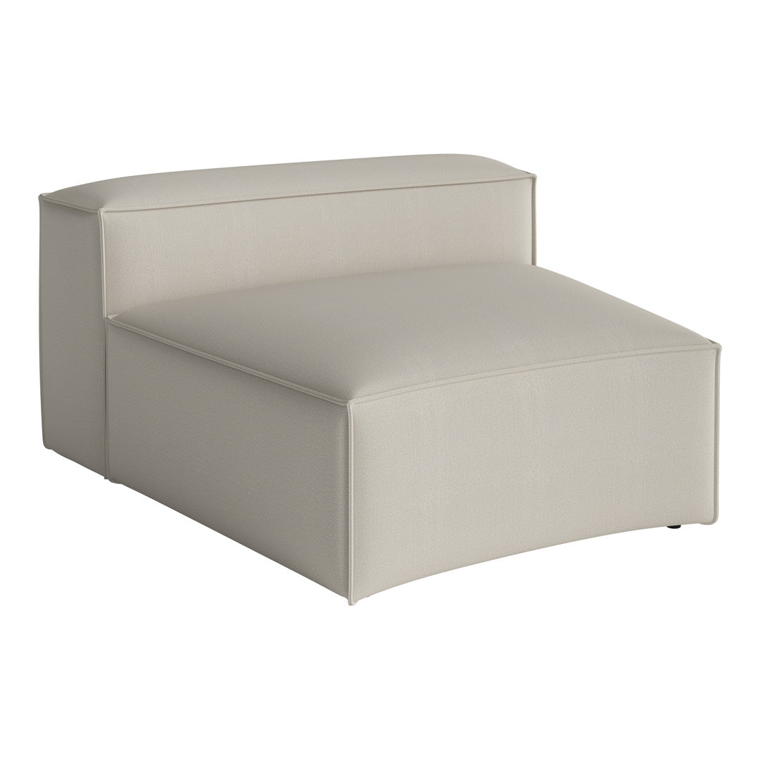 Beige upholstered accent chair with a smooth, minimalist design and subtle texture. Perfect for modern interiors.