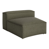 Muted olive green ottoman with subtle ribbed pattern for a modern, textured look. Perfect for any decor style.