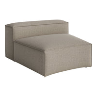 Beige striped upholstery armchair with a modern, minimalist design and sleek, rounded edges. Perfect for contemporary decor.