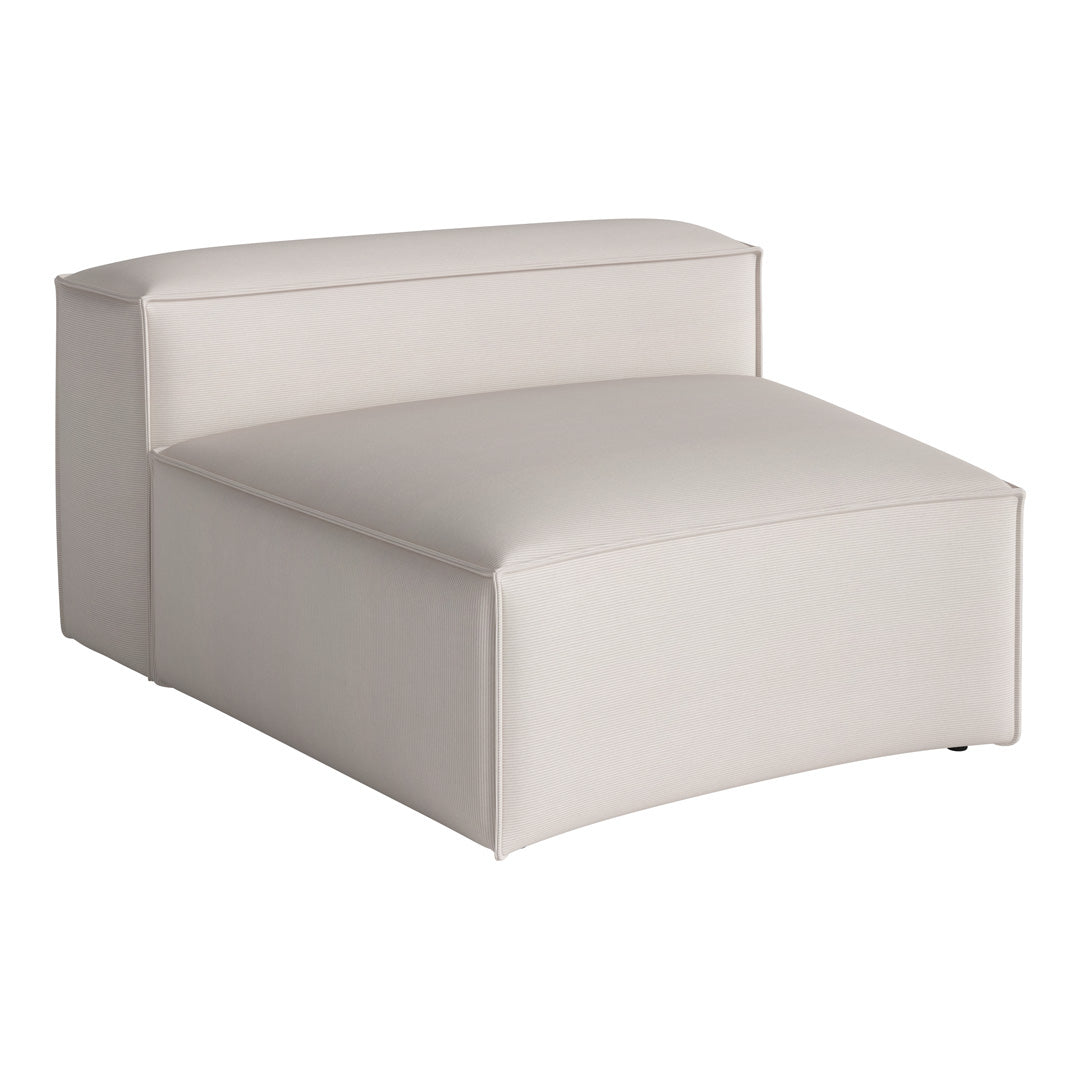 Beige modular lounge chair with smooth texture and subtle linear pattern for a modern look. Perfect for any decor.