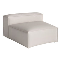 Beige modular lounge chair with smooth texture and subtle linear pattern for a modern look. Perfect for any decor.