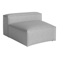 Gray upholstered chaise lounge with a textured fabric finish, perfect for modern decor.