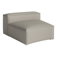 Light gray upholstered chair with a subtle textured pattern, featuring clean lines and modern design.