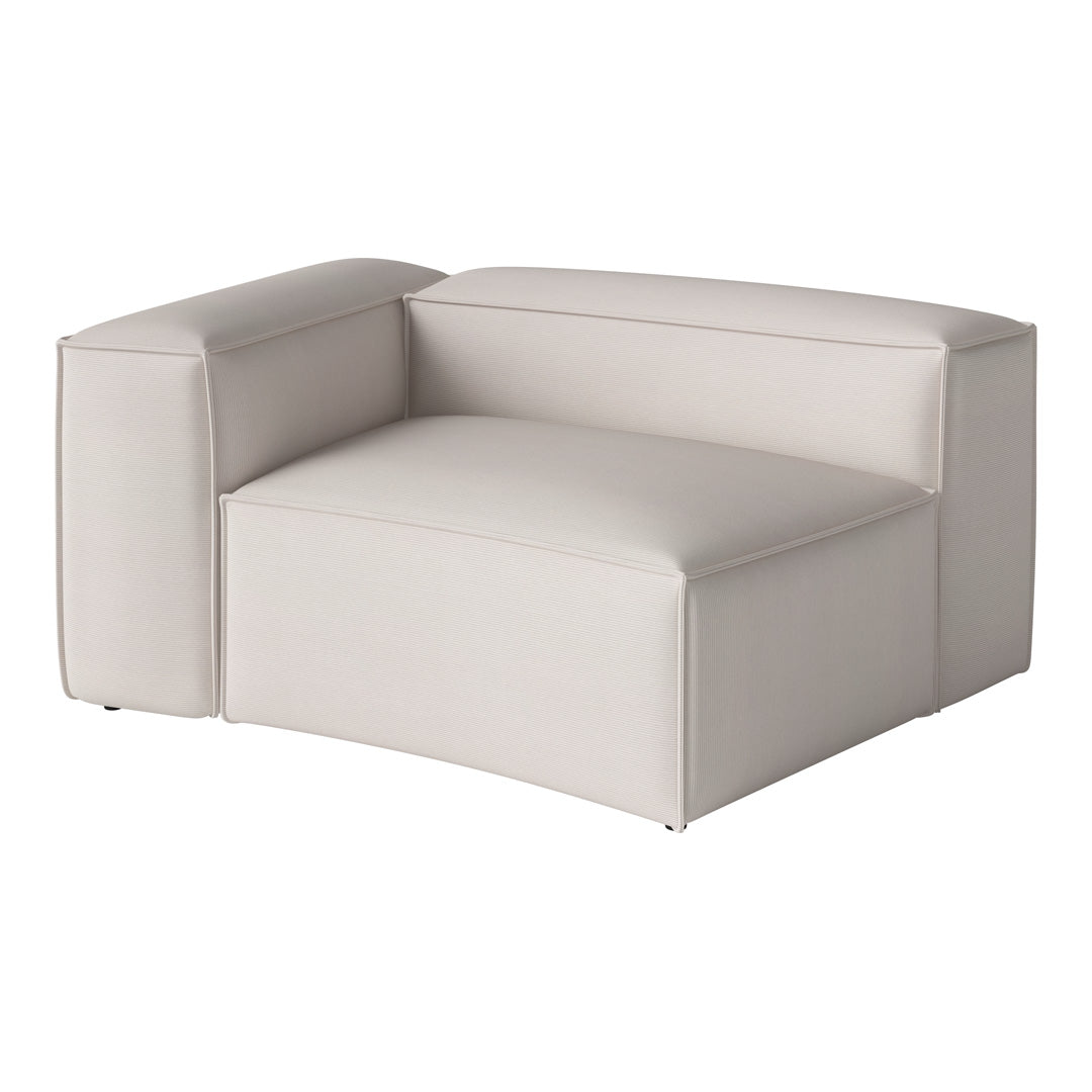Light beige modern sofa with smooth textured fabric and minimalist design, perfect for contemporary interiors.