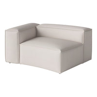 Light beige modern sofa with smooth textured fabric and minimalist design, perfect for contemporary interiors.