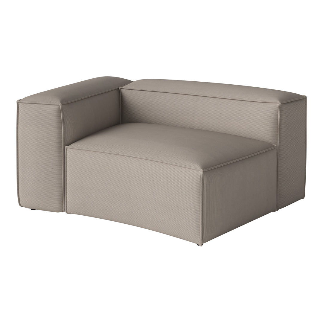 Beige modular sofa with a sleek, textured fabric and clean lines, perfect for modern living spaces.