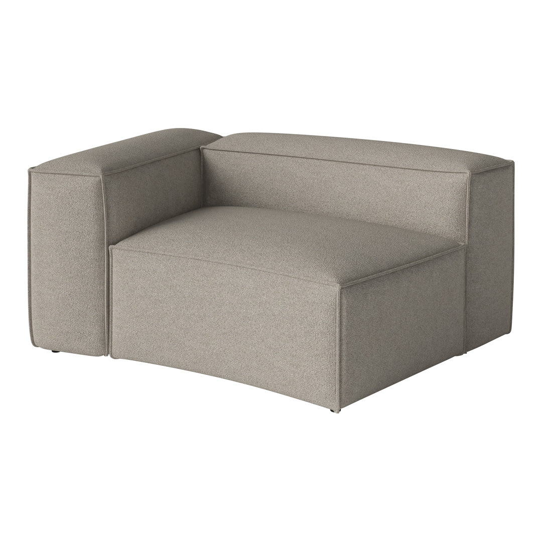 Gray modular sofa with a textured fabric pattern, featuring a sleek and modern design. Perfect for contemporary decor.