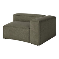 Green striped modular chair with a contemporary design and textured fabric. Ideal for modern home decor.