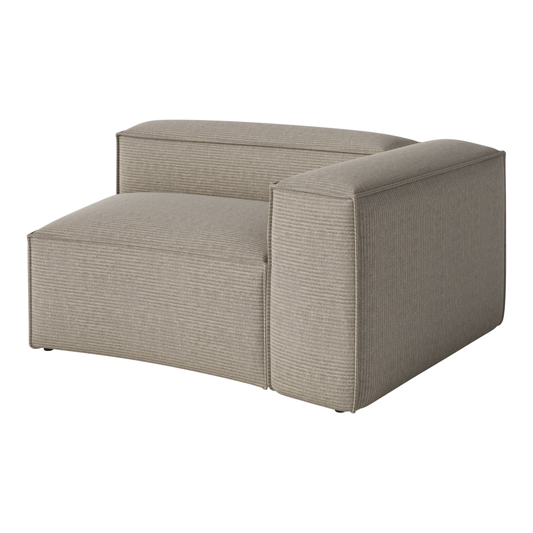Beige striped modular chair with a modern, minimalist design. Textured fabric adds elegance and comfort.