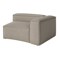 Beige striped modular chair with a modern, minimalist design. Textured fabric adds elegance and comfort.