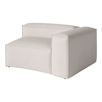 Beige curved armchair with a smooth texture, featuring subtle striped patterns for a modern look.