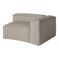 Beige sectional sofa with a smooth, textured finish and minimalistic design, perfect for modern interiors.